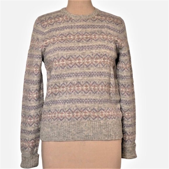 Parkhurst Vintage 100% Shetland wool Fair Isle Crew Neck Sweater Size L - Picture 1 of 8